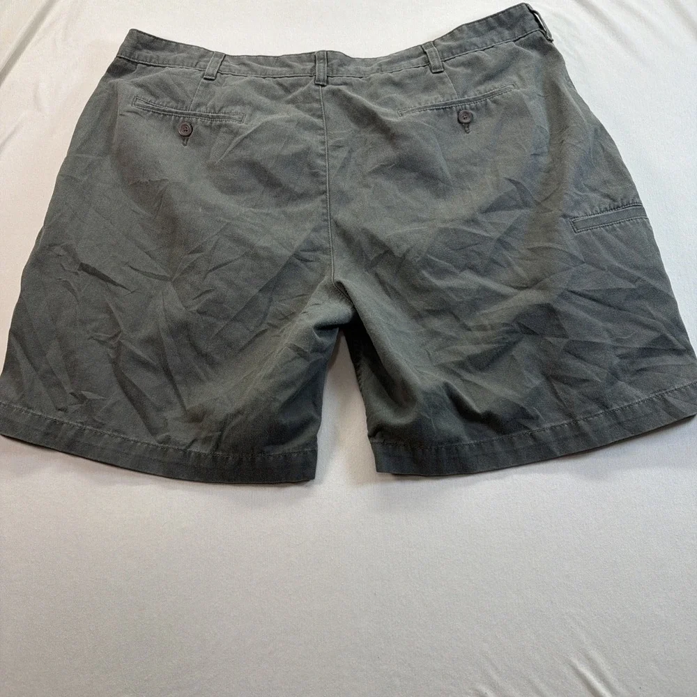 Savane Men's Green Chino Shorts Flat Front Cotton Zip Slash Pockets Solid Sz 42